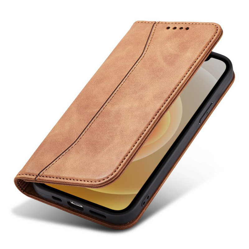 Magnet Fancy Case dėklas skirtas iPhone 12 Pro, dangtelis, kortelių piniginė, kortelių stovas, ruda