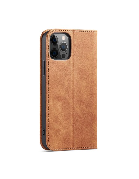 Magnet Fancy Case dėklas skirtas iPhone 12 Pro, dangtelis, kortelių piniginė, kortelių stovas, ruda Magnet Fancy Case dėklas skirtas iPhone 12 Pro, dangtelis, kortelių piniginė, kortelių stovas, ruda