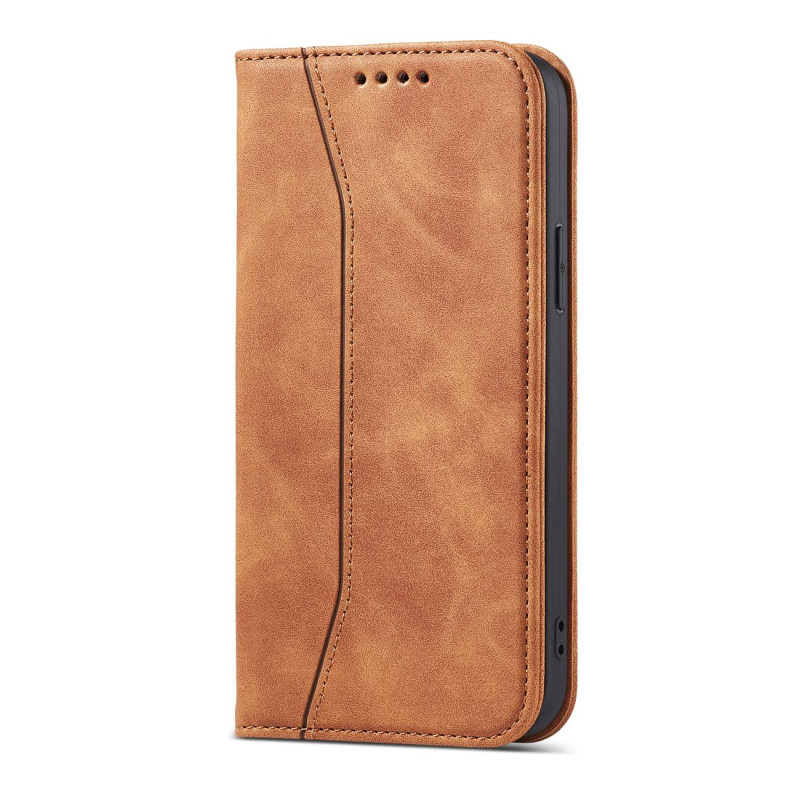 Magnet Fancy Case dėklas skirtas iPhone 12 Pro, dangtelis, kortelių piniginė, kortelių stovas, ruda