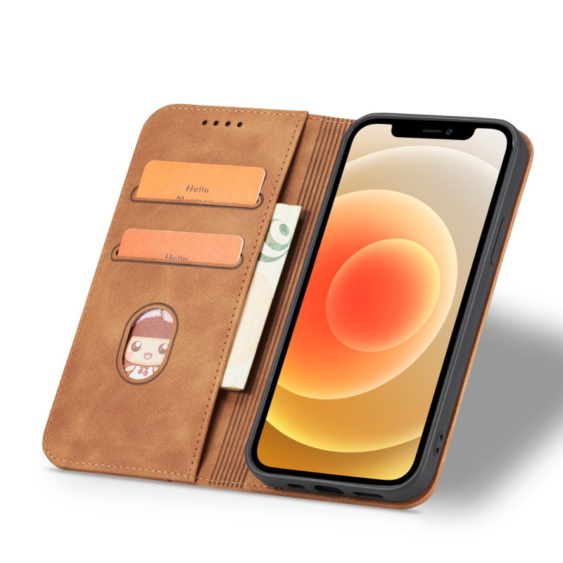 Magnet Fancy Case dėklas skirtas iPhone 12 Pro, dangtelis, kortelių piniginė, kortelių stovas, ruda