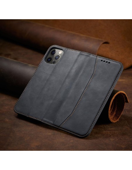 Magnet Fancy Case dėklas skirtas iPhone 12 Pro Max, dangtelis, kortelių piniginė, kortelių stovas, juodas
