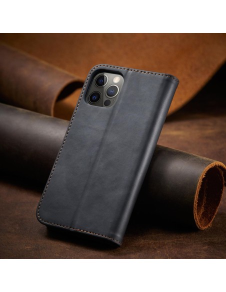 Magnet Fancy Case dėklas skirtas iPhone 12 Pro Max, dangtelis, kortelių piniginė, kortelių stovas, juodas