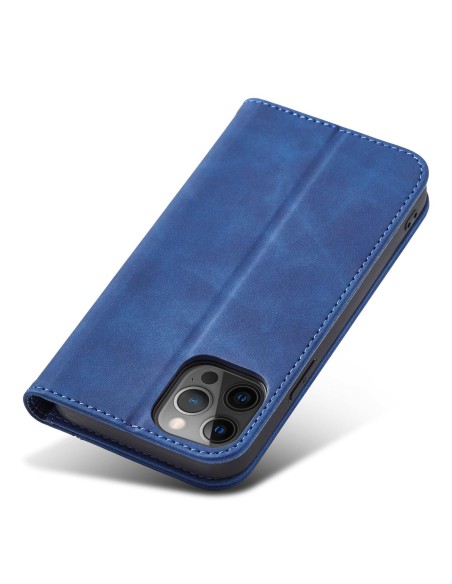 Magnet Fancy Case dėklas skirtas iPhone 12 Pro Max, dangtelis, kortelių piniginė, kortelių stovas, mėlynas