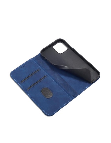 Magnet Fancy Case dėklas skirtas iPhone 12 Pro Max, dangtelis, kortelių piniginė, kortelių stovas, mėlynas