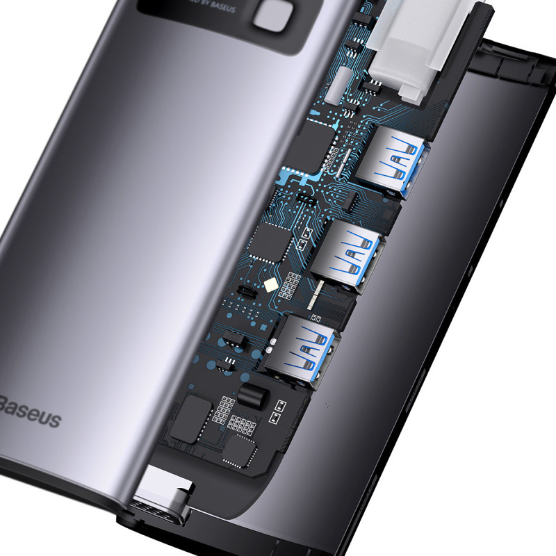 Metal Gleam serijos HUB 6in1 prijungimo stotelė USB-C HDMI 3xUSB 3.2 Power Delivery VGA pilka