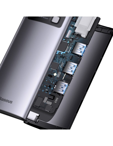 Metal Gleam serijos HUB 6in1 prijungimo stotelė USB-C HDMI 3xUSB 3.2 Power Delivery VGA pilka Metal Gleam serijos HUB 6in1 prijungimo stotelė USB-C HDMI 3xUSB 3.2 Power Delivery VGA pilka