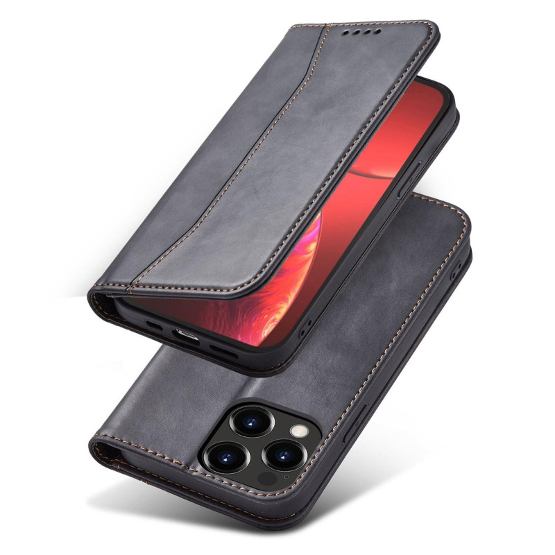 Magnet Fancy Case dėklas skirtas iPhone 13 Pro dangteliui, kortelių piniginei, kortelių stovui, juodas
