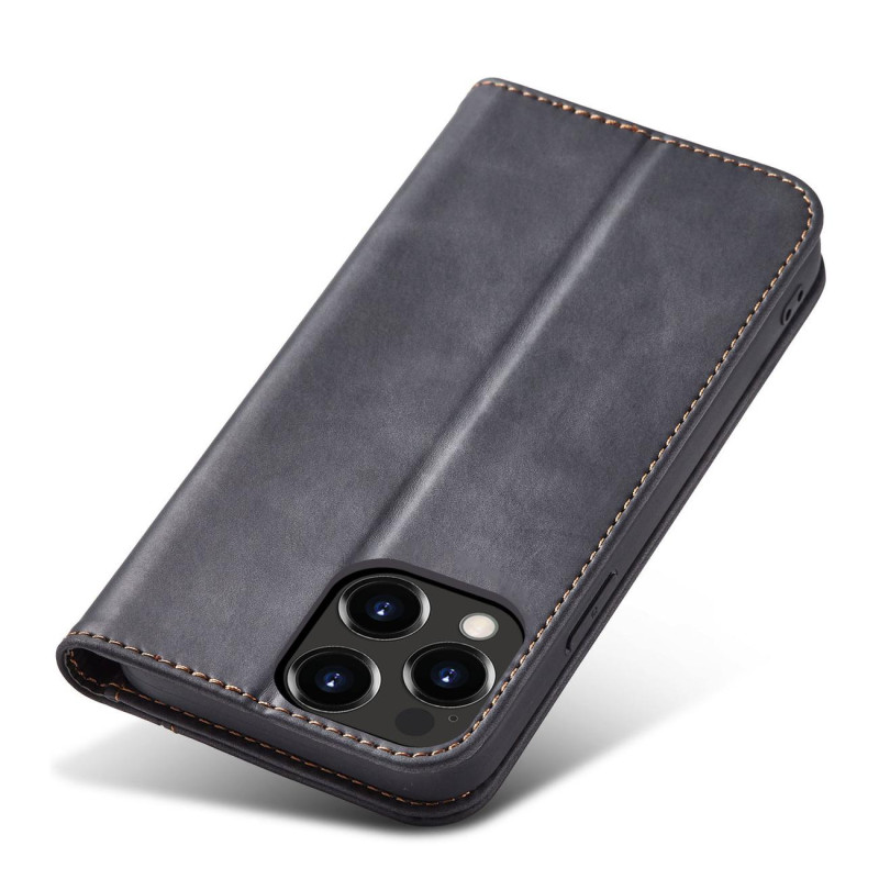 Magnet Fancy Case dėklas skirtas iPhone 13 Pro dangteliui, kortelių piniginei, kortelių stovui, juodas