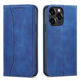 Magnet Fancy Case dėklas skirtas iPhone 13 Pro, dangtelis, kortelių piniginė, kortelių stovas, mėlynas