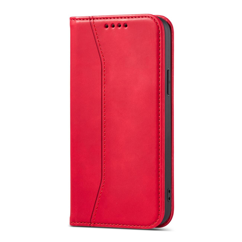Magnet Fancy Case dėklas skirtas iPhone 13 Pro, dangtelis, kortelių piniginė, kortelių stovas, raudonas