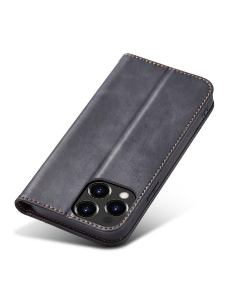 Magnet Fancy Case dėklas skirtas iPhone 13 Pro Max, dangtelis, kortelių piniginė, kortelių stovas, juodas