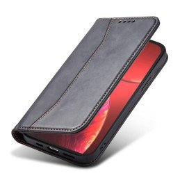 Magnet Fancy Case dėklas skirtas iPhone 13 Pro Max, dangtelis, kortelių piniginė, kortelių stovas, juodas