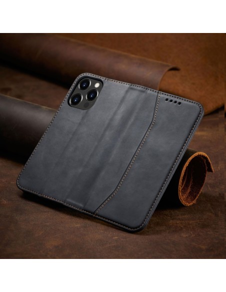 Magnet Fancy Case dėklas skirtas iPhone 13 Pro Max, dangtelis, kortelių piniginė, kortelių stovas, juodas