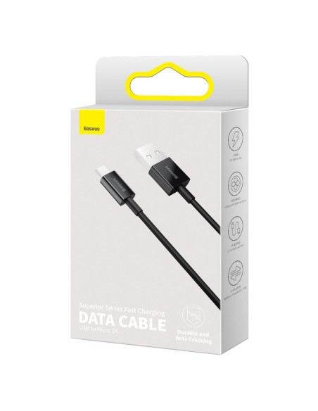 Puikus kabelis USB microUSB laidas greitam įkrovimui 2A 1m juodas