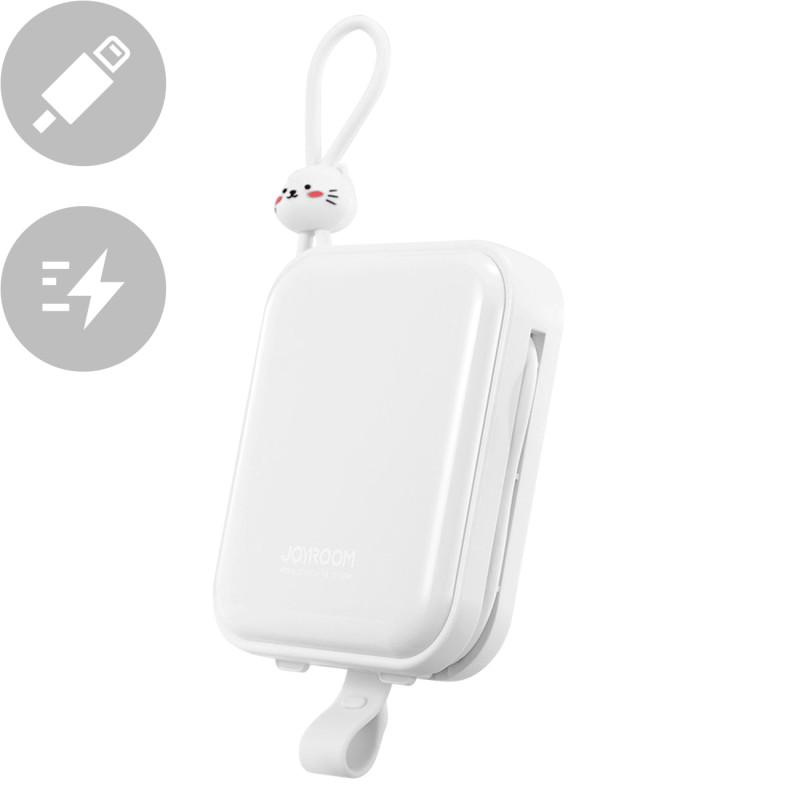 Maitinimo blokas su stovu USB-C laidu ir iPhone Lightning Cutie Series 10000mAh 22,5W balta