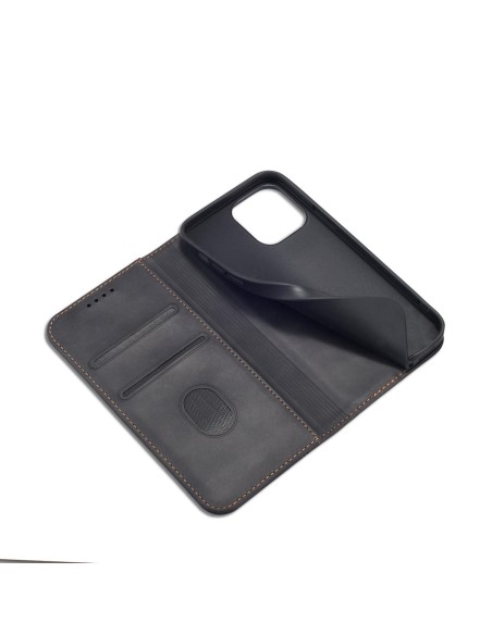 Magnet Fancy Case dėklas skirtas iPhone 13 Pro Max, dangtelis, kortelių piniginė, kortelių stovas, juodas