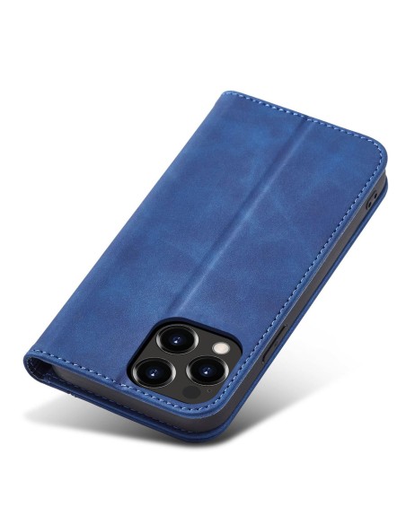 Magnet Fancy Case dėklas skirtas iPhone 13 Pro Max, dangtelis, kortelių piniginė, kortelių stovas, mėlynas