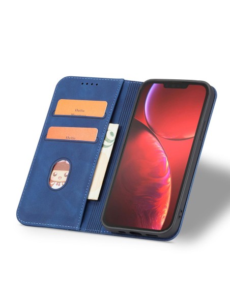 Magnet Fancy Case dėklas skirtas iPhone 13 Pro Max, dangtelis, kortelių piniginė, kortelių stovas, mėlynas