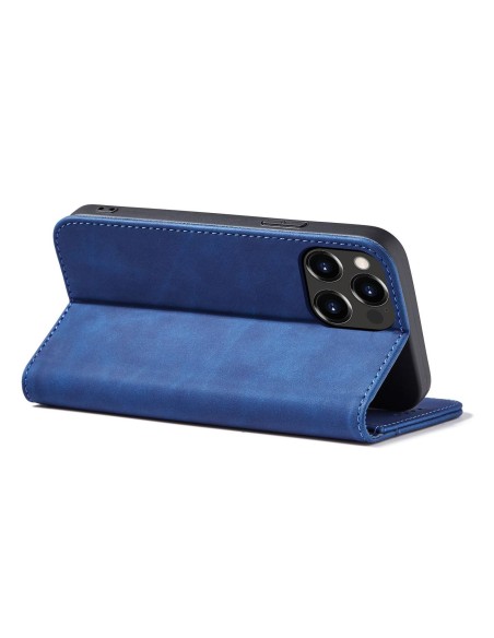 Magnet Fancy Case dėklas skirtas iPhone 13 Pro Max, dangtelis, kortelių piniginė, kortelių stovas, mėlynas