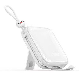 Maitinimo blokas su stovu USB-C laidu ir iPhone Lightning Cutie Series 10000mAh 22,5W balta