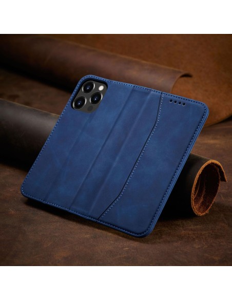 Magnet Fancy Case dėklas skirtas iPhone 13 Pro Max, dangtelis, kortelių piniginė, kortelių stovas, mėlynas