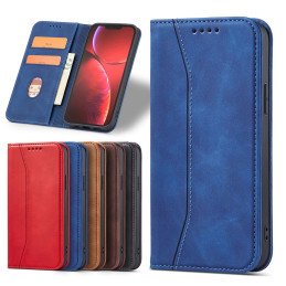 Magnet Fancy Case dėklas skirtas iPhone 13 Pro Max, dangtelis, kortelių piniginė, kortelių stovas, mėlynas
