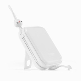 Maitinimo blokas su stovu USB-C laidu ir iPhone Lightning Cutie Series 10000mAh 22,5W balta