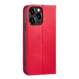 Magnet Fancy Case dėklas skirtas iPhone 13 Pro Max, dangtelis, kortelių piniginė, stovas, raudonas