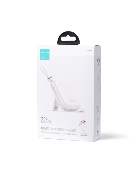 Maitinimo blokas su stovu USB-C laidu ir iPhone Lightning Cutie Series 10000mAh 22,5W balta