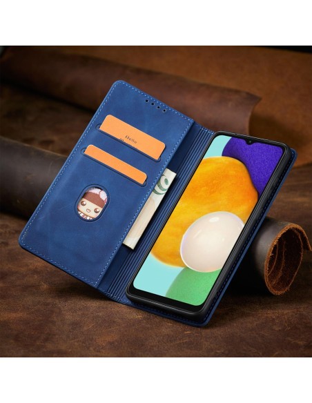 Magnetinis Fancy Case Dėklas, skirtas Samsung Galaxy A13 5G Cover Card Piniginės kortelės stovas Mėlynas