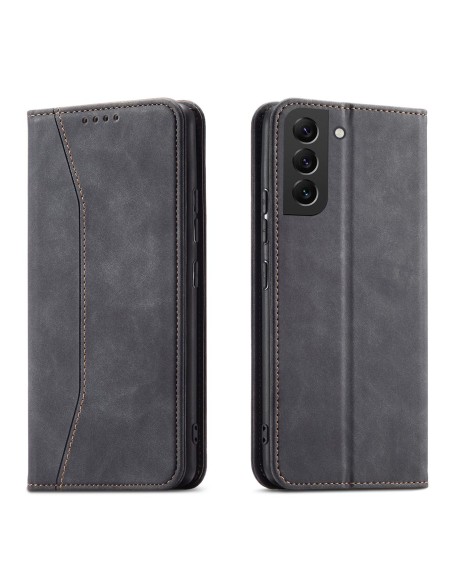 Magnetinis išgalvotas dėklas, skirtas Samsung Galaxy S22+ (S22 Plus) padengti kortelę Piniginės kortelės stovas juodas