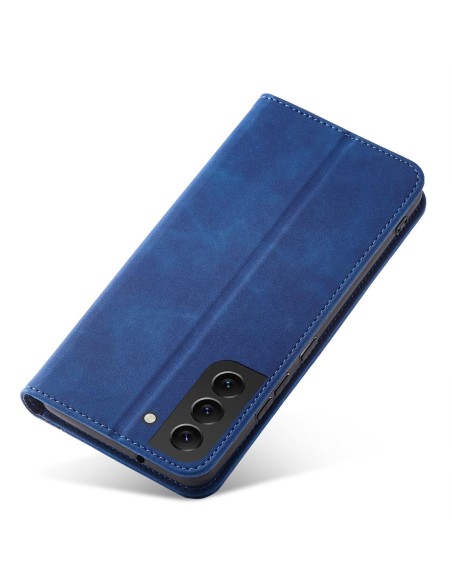 Magnetinis išgalvotas dėklas, skirtas Samsung Galaxy S22+ (S22 Plus) padengti kortelę Piniginės kortelės stovas mėlynas