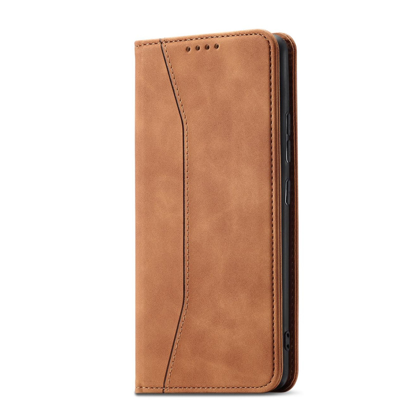 Magnetinis Fancy Case Dėklas, skirtas Samsung Galaxy S22+ (S22 Plus) Cover Card Piniginės kortelės stovas rudas