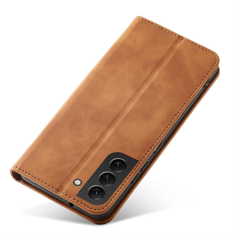Magnetinis Fancy Case Dėklas, skirtas Samsung Galaxy S22+ (S22 Plus) Cover Card Piniginės kortelės stovas rudas
