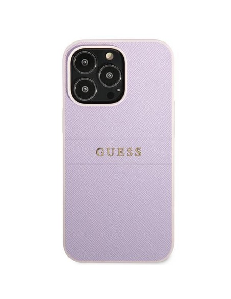 Guess Saffiano Hot Stamp & Metal Logo dėklas, skirtas iPhone 13 Pro / iPhone 13 - violetinė Guess Saffiano Hot Stamp & Metal Logo dėklas, skirtas iPhone 13 Pro / iPhone 13 - violetinė