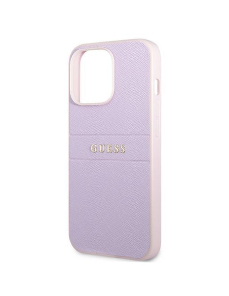 Guess Saffiano Hot Stamp & Metal Logo dėklas, skirtas iPhone 13 Pro / iPhone 13 - violetinė Guess Saffiano Hot Stamp & Metal Logo dėklas, skirtas iPhone 13 Pro / iPhone 13 - violetinė