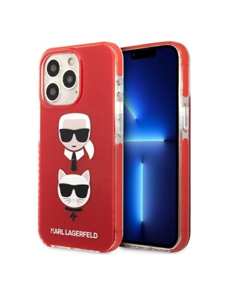Karl Lagerfeld Karl&Choupette Head dėklas, skirtas iPhone 13 Pro / iPhone 13 - raudonas