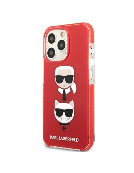Karl Lagerfeld Karl&Choupette Head dėklas, skirtas iPhone 13 Pro / iPhone 13 - raudonas