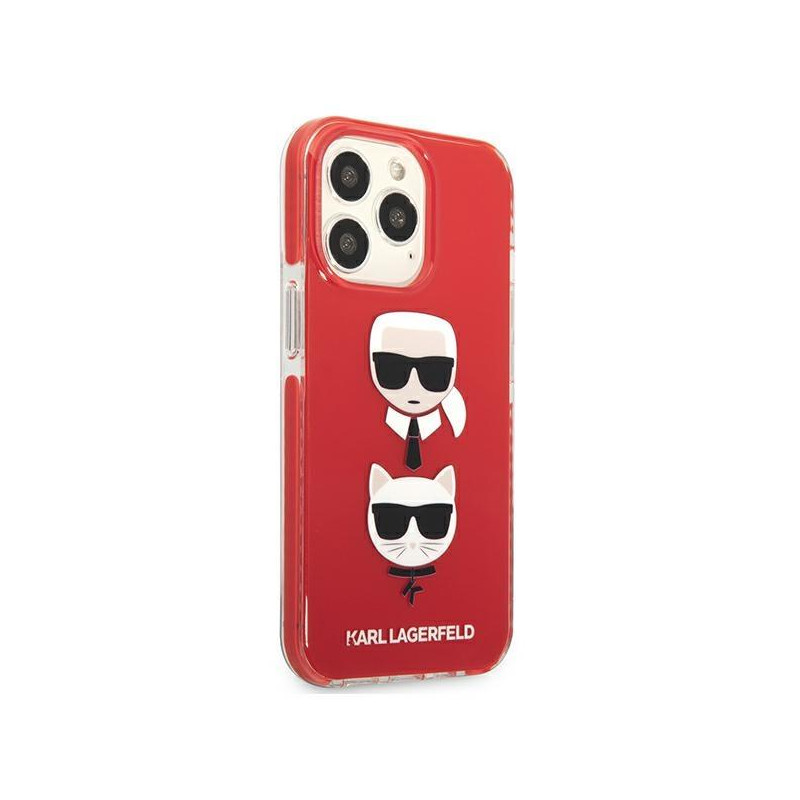 Karl Lagerfeld Karl&Choupette Head dėklas, skirtas iPhone 13 Pro / iPhone 13 - raudonas