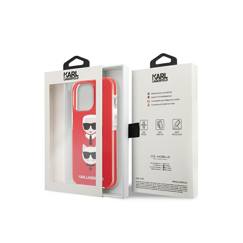 Karl Lagerfeld Karl&Choupette Head dėklas, skirtas iPhone 13 Pro / iPhone 13 - raudonas