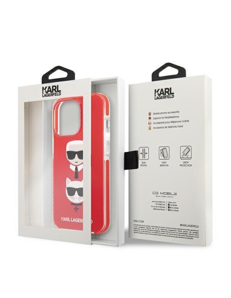 Karl Lagerfeld Karl&Choupette Head dėklas, skirtas iPhone 13 Pro / iPhone 13 - raudonas