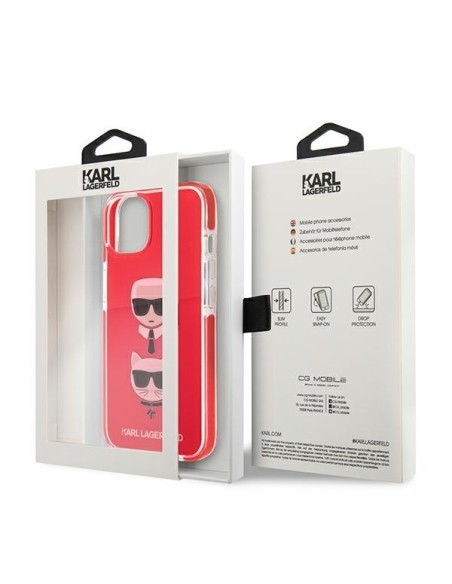 Karl Lagerfeld Karl&Choupette Head dėklas iPhone 13 mini - raudonas Karl Lagerfeld Karl&Choupette Head dėklas iPhone 13 mini - raudonas