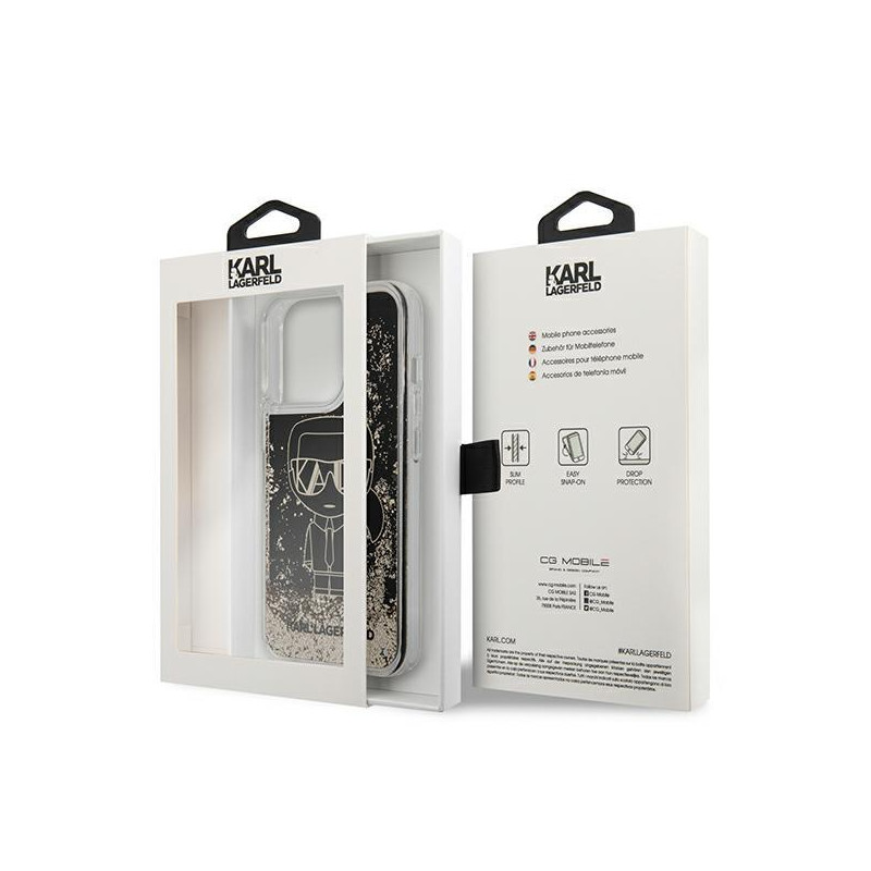 Karl Lagerfeld Liquid Glitter Gatsby dėklas iPhone 13 Pro Max - juodas
