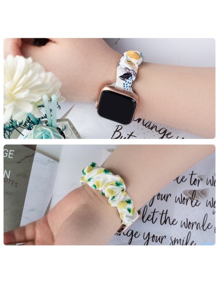 Audinio juosta laikrodžiui 7 / 6 / 5 / 4 / 3 / 2 / SE (41 / 40 / 38 mm) apyrankės apyrankė su elastine juostele ananasai...