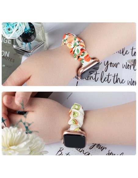 Audinio juosta laikrodžiui 7 / 6 / 5 / 4 / 3 / 2 / SE (41 / 40 / 38 mm) apyrankės apyrankė su elastine juostele ananasai...