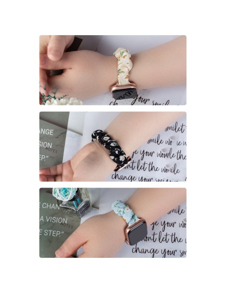 Audinio juosta laikrodžiui 7 / 6 / 5 / 4 / 3 / 2 / SE (41 / 40 / 38 mm) apyrankės apyrankė su elastine juostele ananasai...