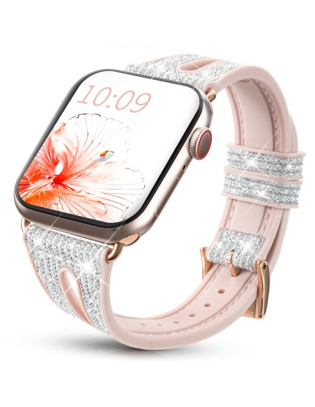 Kingxbar naujoji chameleono apyrankė laikrodžio dirželis 9/ 8/ 7/ 6/ 5/ 4/ 3/ 2/ SE (45/ 44/ 42mm) krištolinė apyrankė, ...