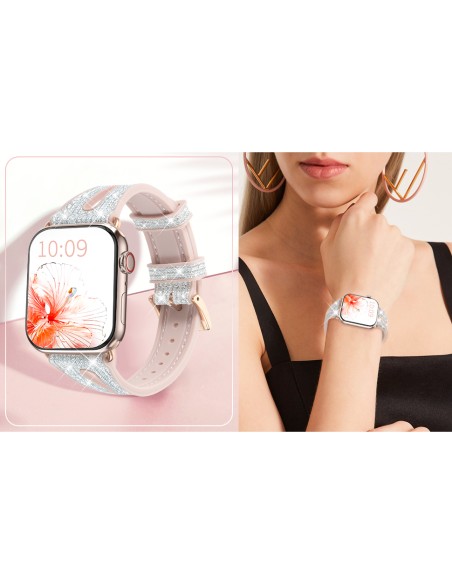 Kingxbar naujoji chameleono apyrankė laikrodžio dirželis 9/ 8/ 7/ 6/ 5/ 4/ 3/ 2/ SE (45/ 44/ 42mm) krištolinė apyrankė, ...