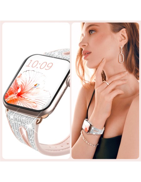 Kingxbar naujoji chameleono apyrankė laikrodžio dirželis 9/ 8/ 7/ 6/ 5/ 4/ 3/ 2/ SE (45/ 44/ 42mm) krištolinė apyrankė, ...