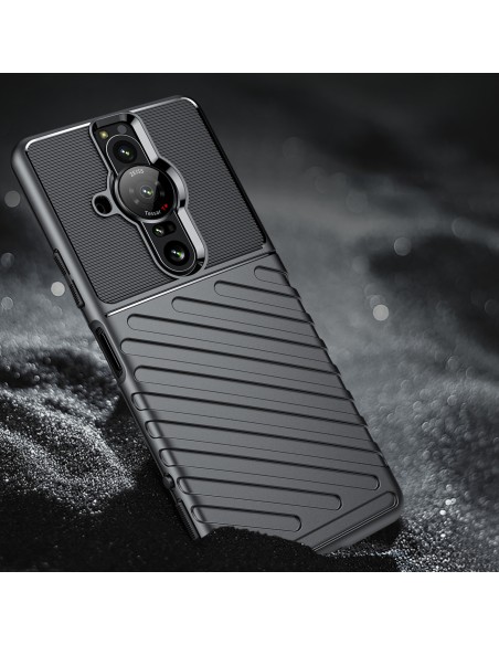 Thunder Case lankstus šarvuotas dangtelis, skirtas Sony Xperia Pro-I juodas Thunder Case lankstus šarvuotas dangtelis, skirtas Sony Xperia Pro-I juodas